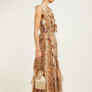 DVF Womens Lacey Silk Maxi Wrap Dress in Python Kola | Size 8 NWT